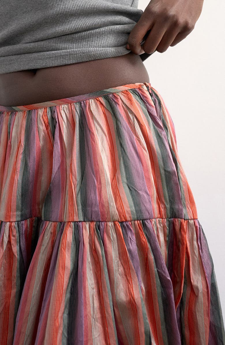 Topshop Striped Taffeta Skirt, Alternate, color, Pink Multi