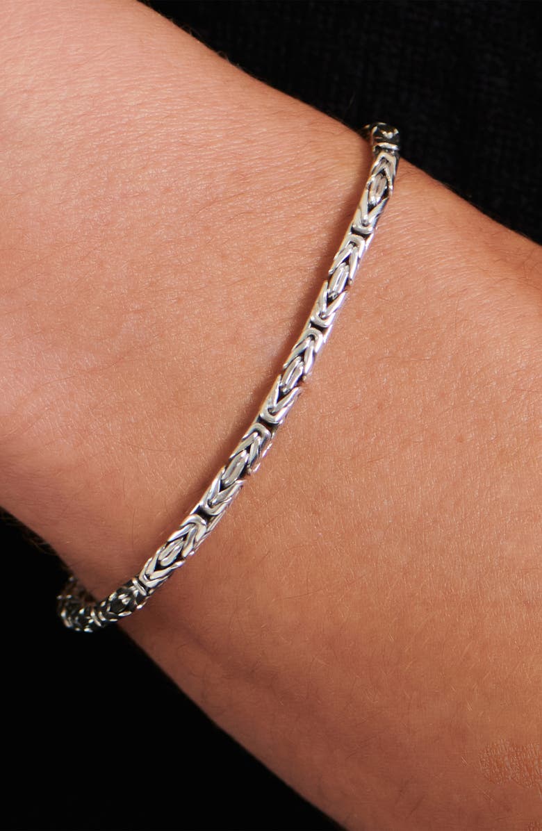 DEVATA Gender Inclusive Sterling Silver Borobudur Round 3mm Chain Bracelet, Alternate, color, Silver