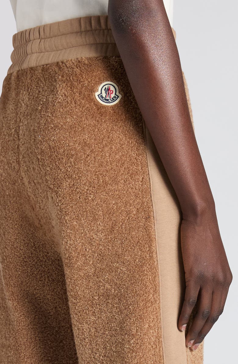 Moncler Mixed Media Fleece Sweatpants, Alternate, color, Warm Taupe