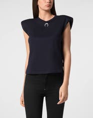 PHILIPP PLEIN Tank Top Round Neck Piercing With Padded Shoulder Women