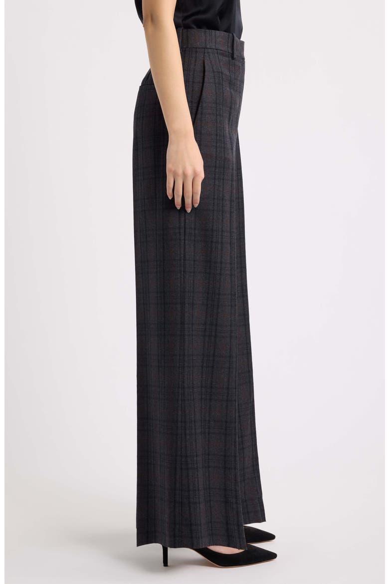 Virgin Wool Wide Leg Trousers, Alternate, color, CHARCOAL MULTI - QDY