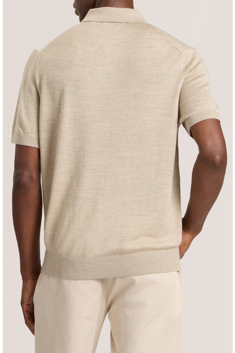 Intarsia Merino Wool Blend Sweater Polo, Alternate, color, LIGHT CAMEL HEATHER