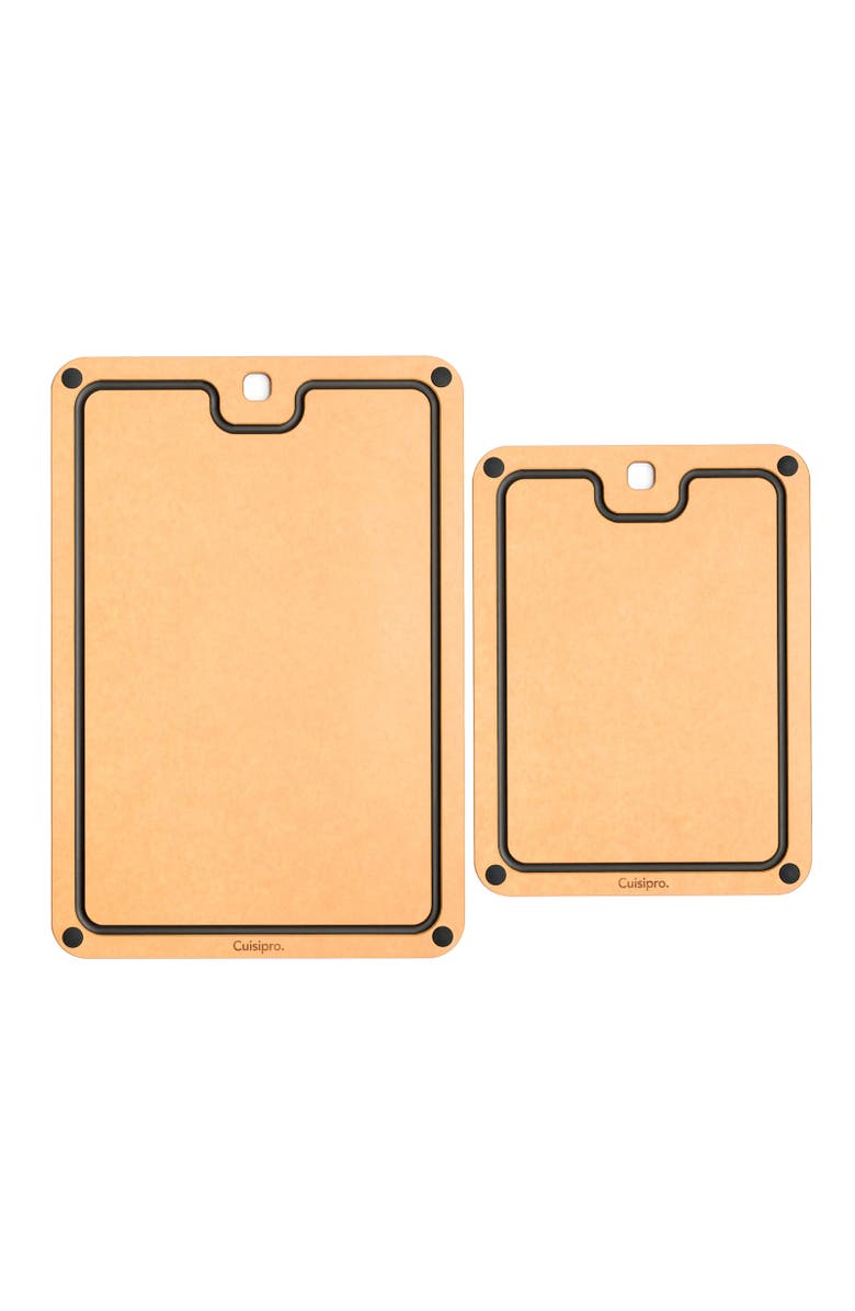 CUISIPRO Fibre Wood Cutting Boards with Silicone Feet, Set of 2, Alternate, color, Natural