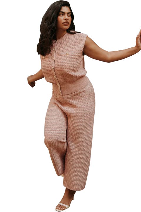 Tweed Effect Sweater Pant (Plus)