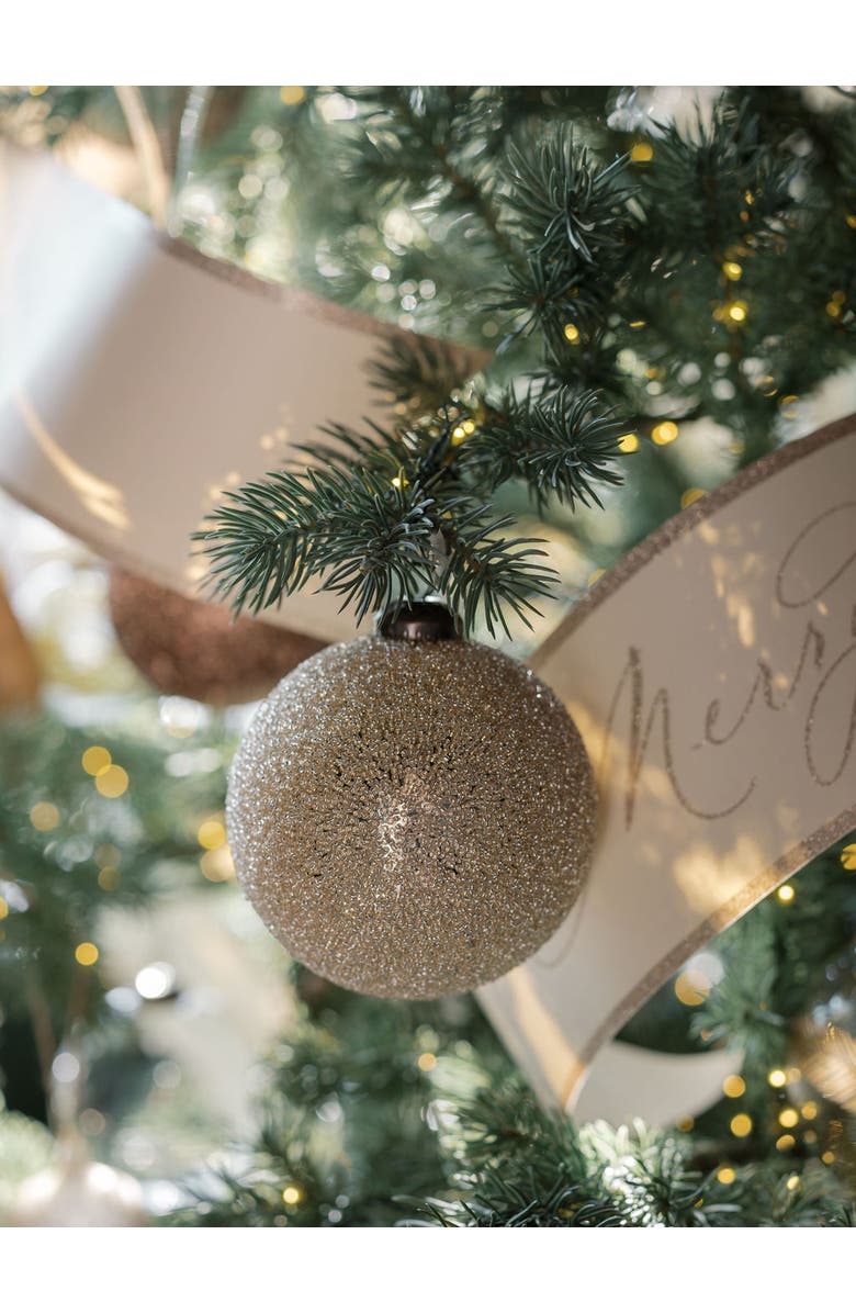 CG Hunter 4" Beaded Cream Glass Ornament, Alternate, color, Crème