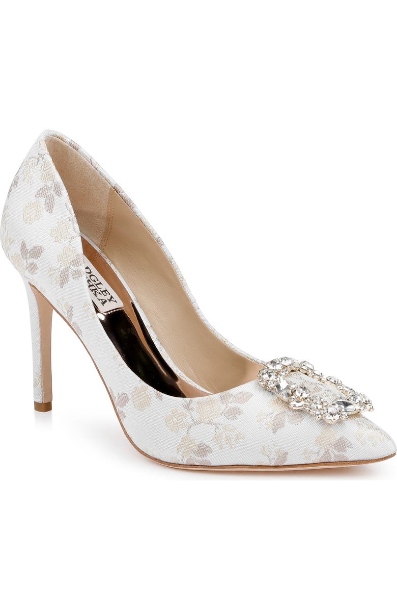 Badgley Mischka Collection Cher Crystal Embellished Pump, Main, color, Ivory Jacquard