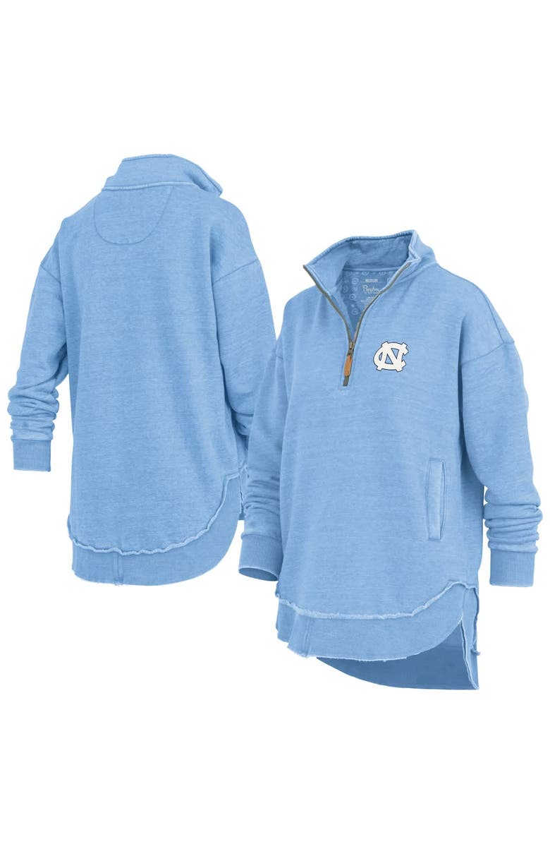 PRESSBOX Women's Pressbox Light Blue North Carolina Tar Heels Northfork Sojourn Poncho Quarter-Zip Sweatshirt, Main, color, Light Blue