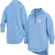 PRESSBOX Women's Pressbox Light Blue North Carolina Tar Heels Northfork Sojourn Poncho Quarter-Zip Sweatshirt