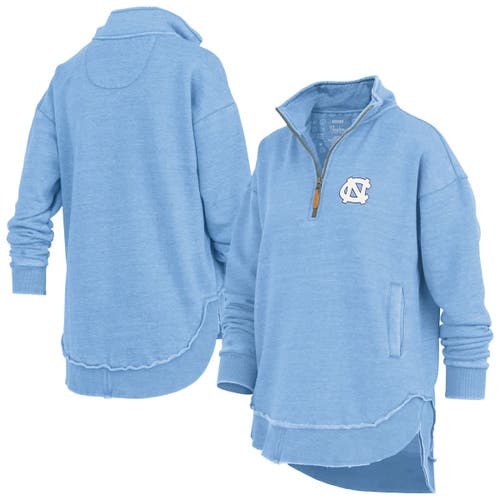 Pressbox Women's Light Blue North Carolina Tar Heels Northfork Sojourn Poncho Quarter-zip Sweatshirt In Blue
