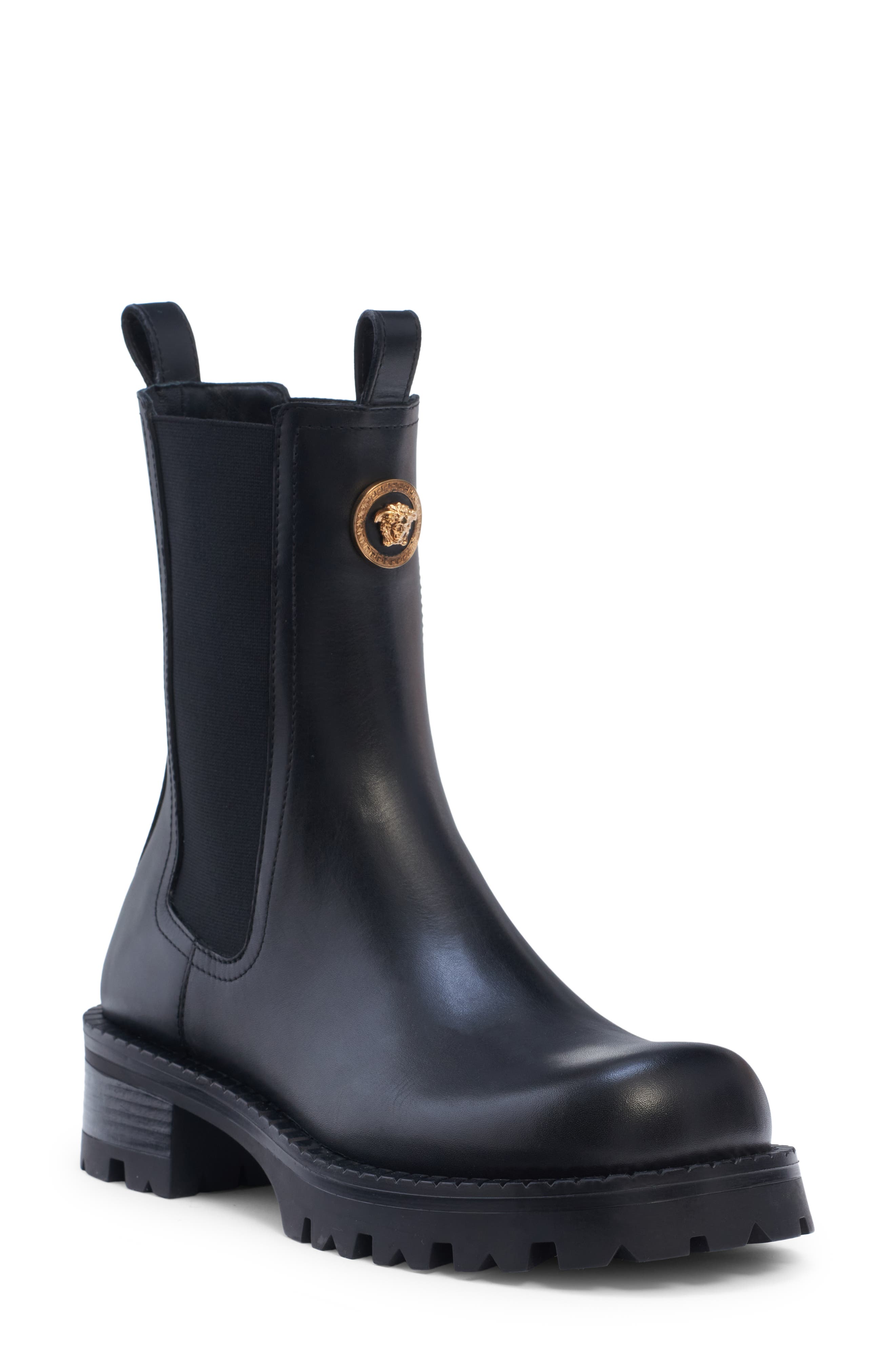 Versace Medusa Medallion Chelsea Boot, Main, color, 