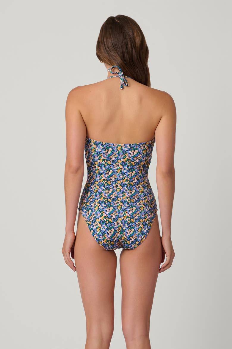 Metallic Texture Bouquet Floral Cinched One-Piece, Alternate, color, Multi