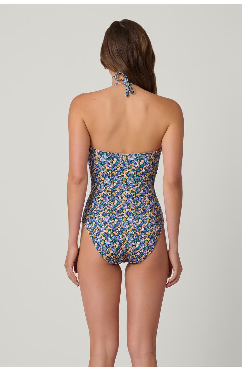 Shoshanna Metallic Texture Bouquet Floral Cinched One-Piece, Alternate, color, Multi