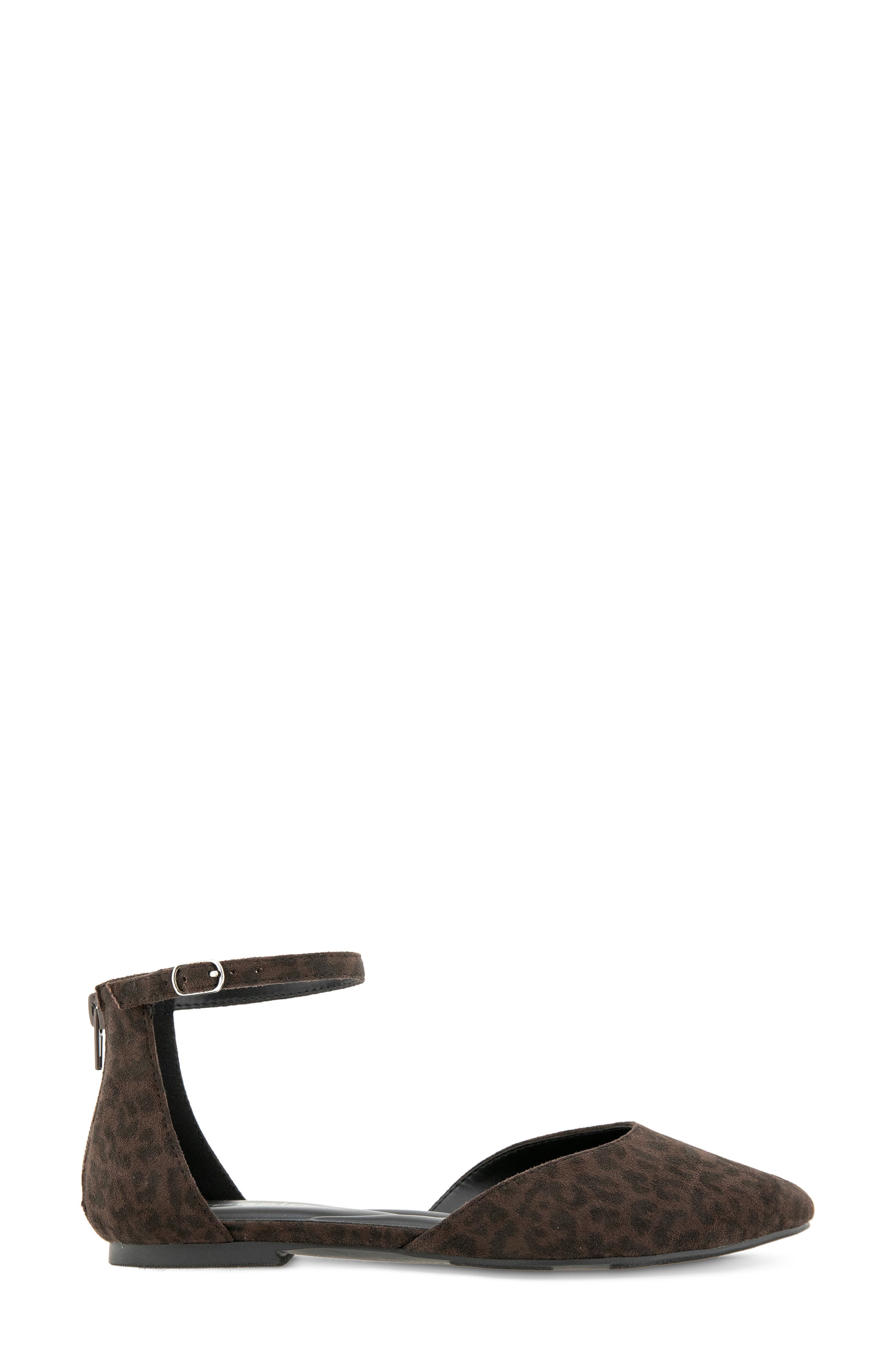 Gaeta Ankle Strap Pointed Toe Flat, Alternate, color, ESPRESSO LEOPARD