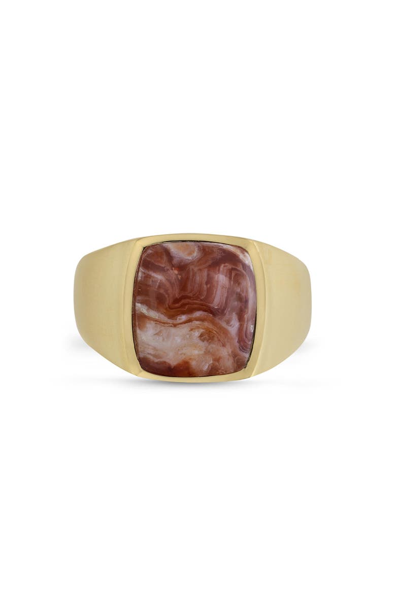 LuvMyJewelry Red Lace Agate Iconic Sterling Silver Men Signet Ring, Main, color, 14Kt Gold Vermeil On Sterling
