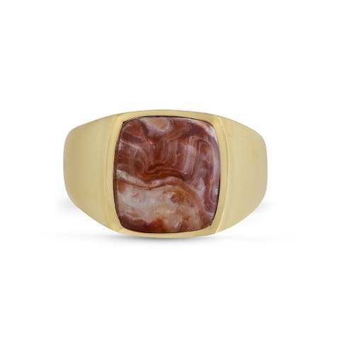 Red Lace Agate Iconic Sterling Silver Men Signet Ring