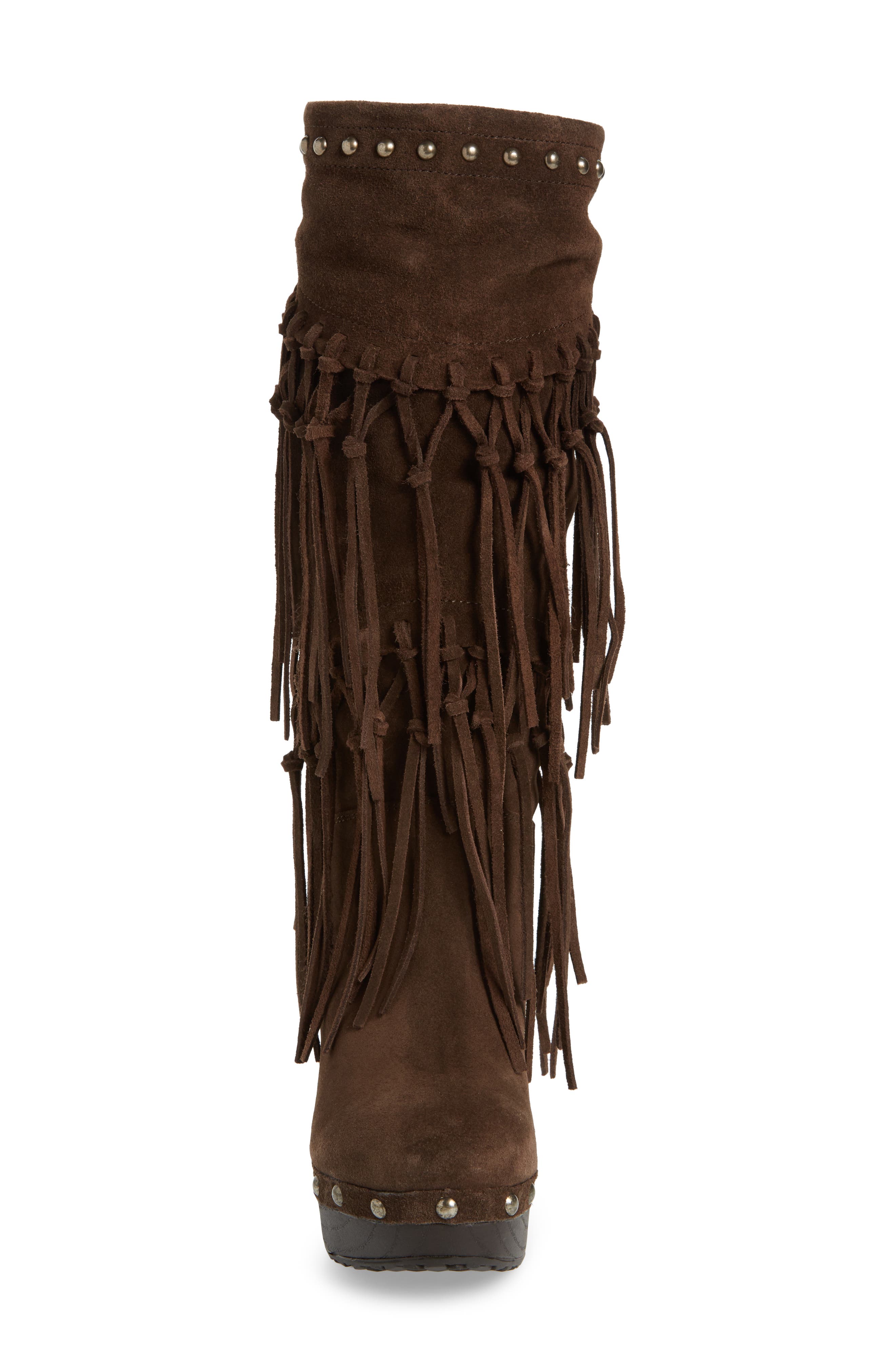Music Row Fringe Boot, Alternate, color, DARK BROWN SUEDE