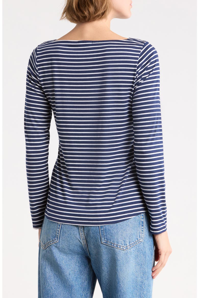 Striped Boat Neck Knit Top, Alternate, color, NAVY WHT STRIPE