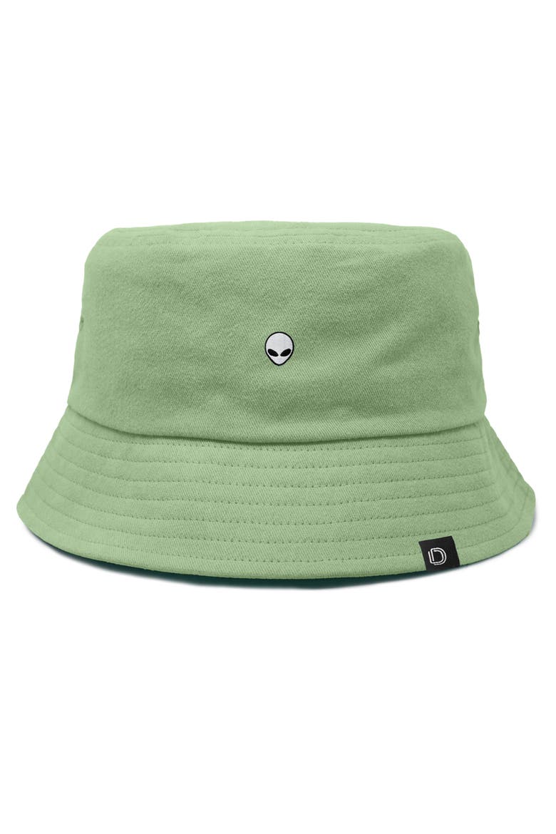 Mens Lil Alien Cotton Bucket Hat, Main, color, Turf Green