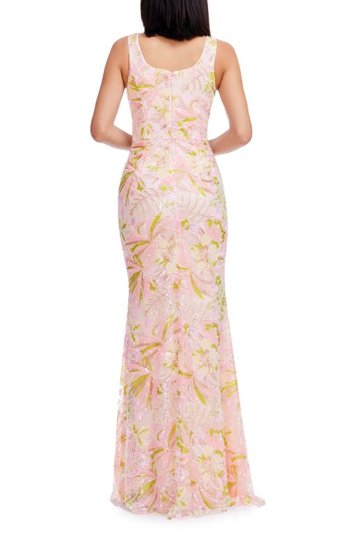 DRESS THE POPULATION DRESS THE POPULATION TYRA BEADED SEQUIN FLORAL CHIFFON GOWN
