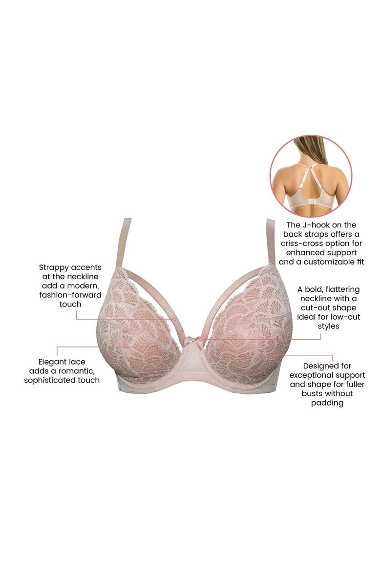 Olivia Lace Unlined Bra, Alternate, color, Cameo Rose