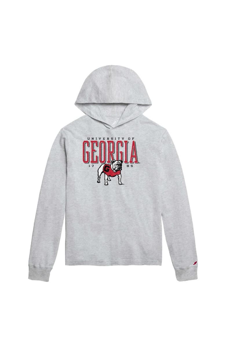LEAGUE COLLEGIATE WEAR Men's League Collegiate Wear Ash Georgia Bulldogs Team Stack Tumble Long Sleeve Hooded T-Shirt, Alternate, color,