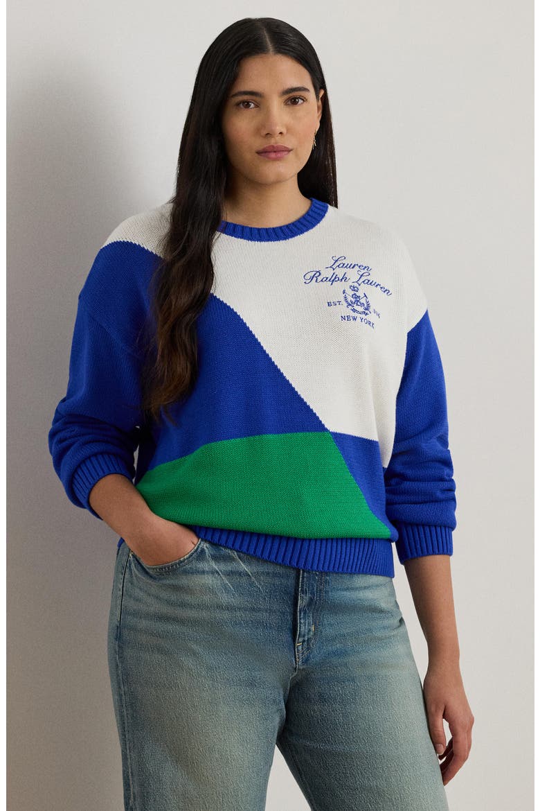 Riednee Colorblock Sweater, Alternate, color, CRUISE ROYAL BLUE/ WHITE/ STEM