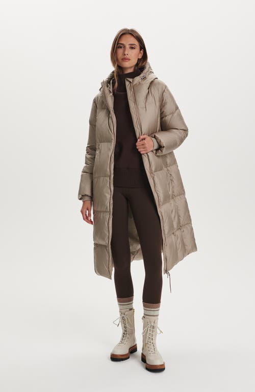 Varley Katya Long 800 Fill Power Down Puffer Jacket In Brown