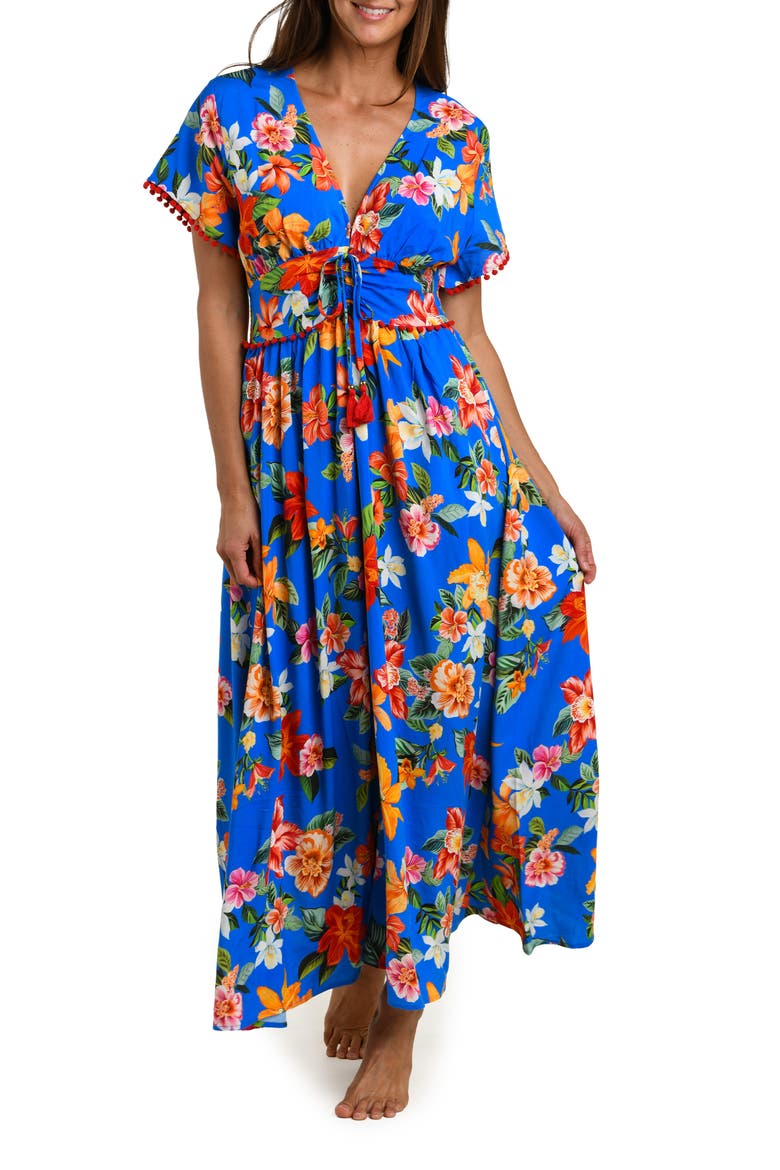 Modern Maxi Cover-Up Dress, Main, color, BLUE MULTI