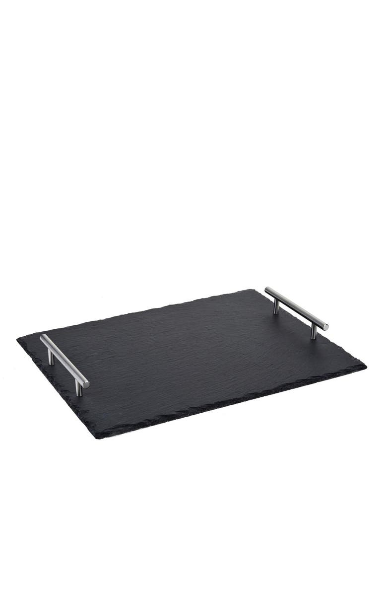 Wolfgang Puck Slate Tray with Stainless Steel Handles, Main, color, Black