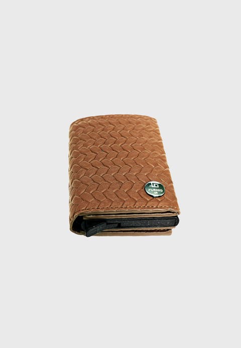 Genuine Leather Weave Pattern Trifold Card Holder