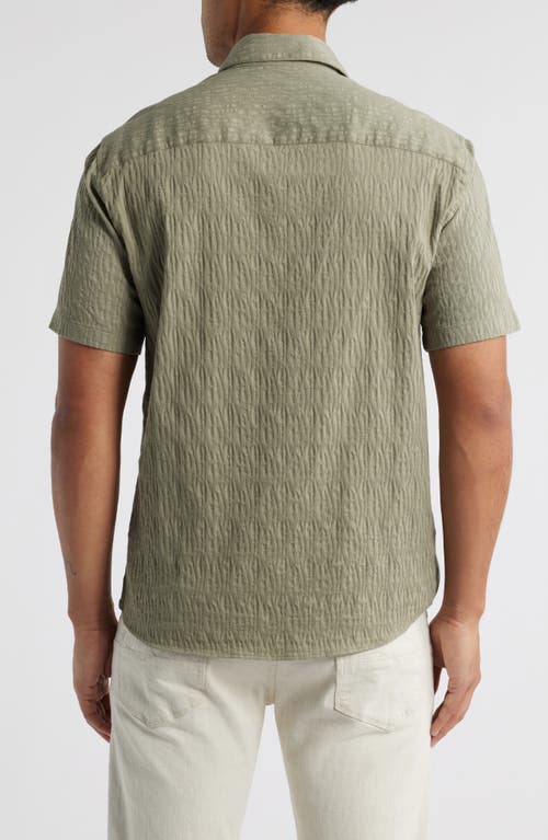Robert Barakett Calyx Cotton Blend Jacquard Short Sleeve Button-up Shirt In Green