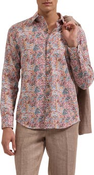 Bugatchi Julian Shaped Fit Paisley Cotton Button-Up Shirt