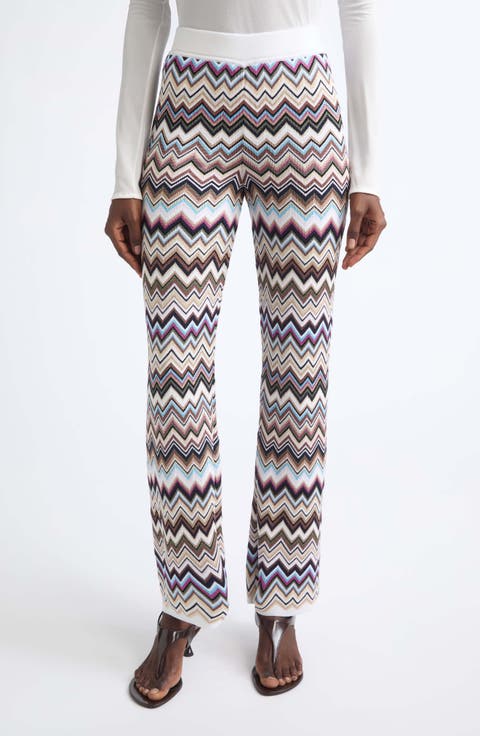 Zigzag Knit Straight Leg Pants