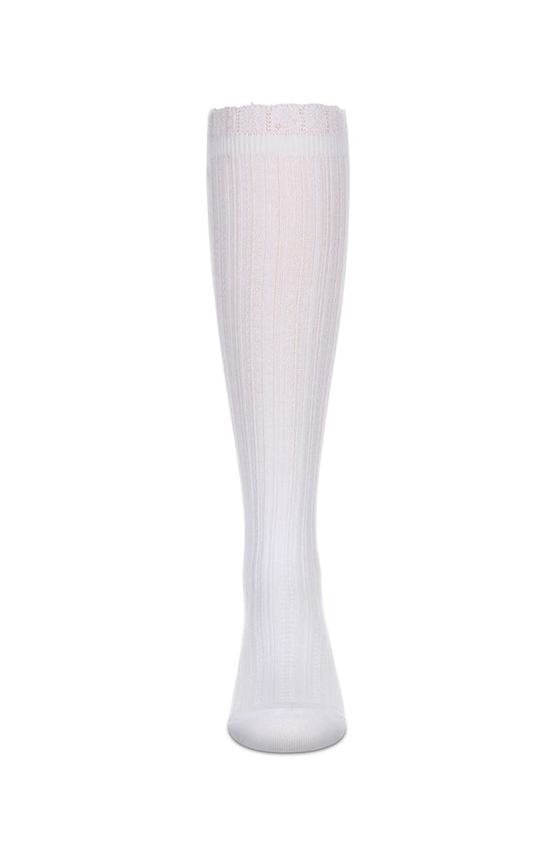 MeMoi Crochet Ruffle Design Knee High Socks, Alternate, color, White