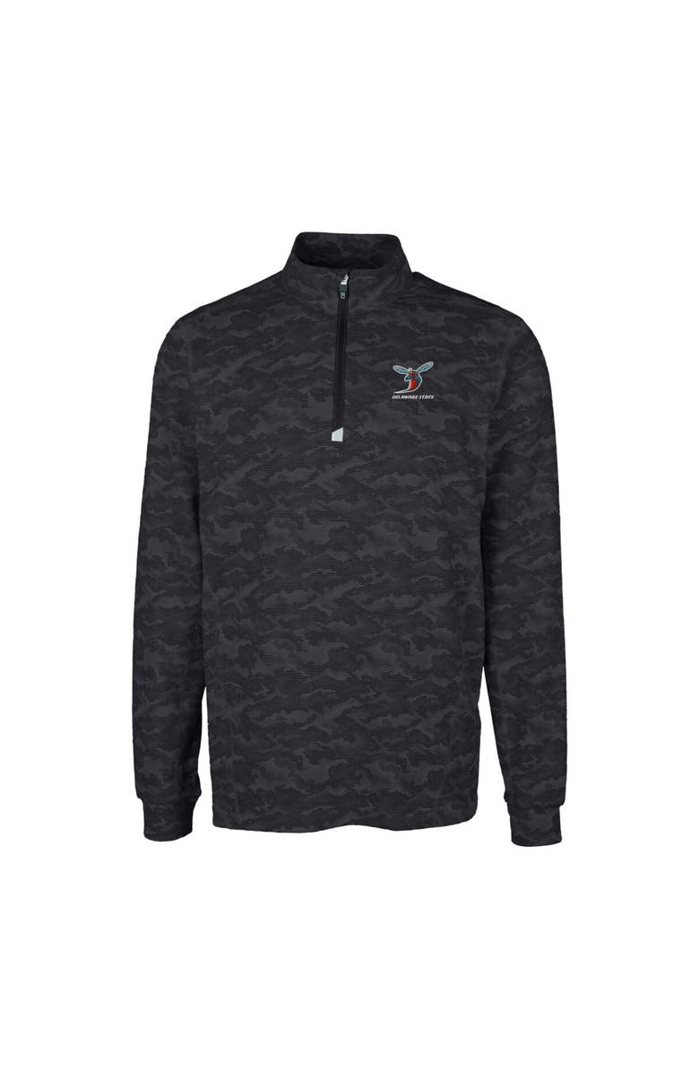 Cutter & Buck Men's Cutter & Buck Black Delaware State Hornets Traverse Camo Print Stretch Quarter-Zip Pullover Top, Alternate, color, 