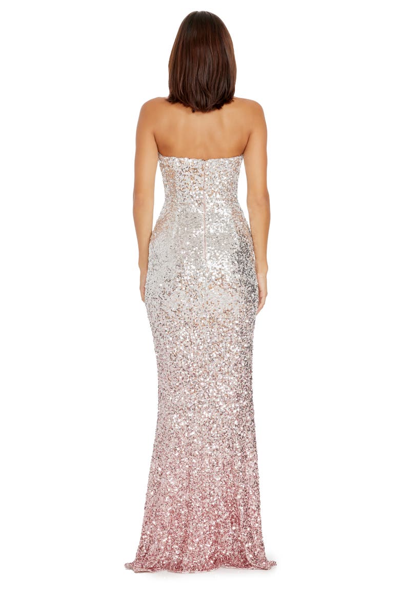 Nikita Ombré Sequin Strapless Gown, Alternate, color, BLUSH MULTI