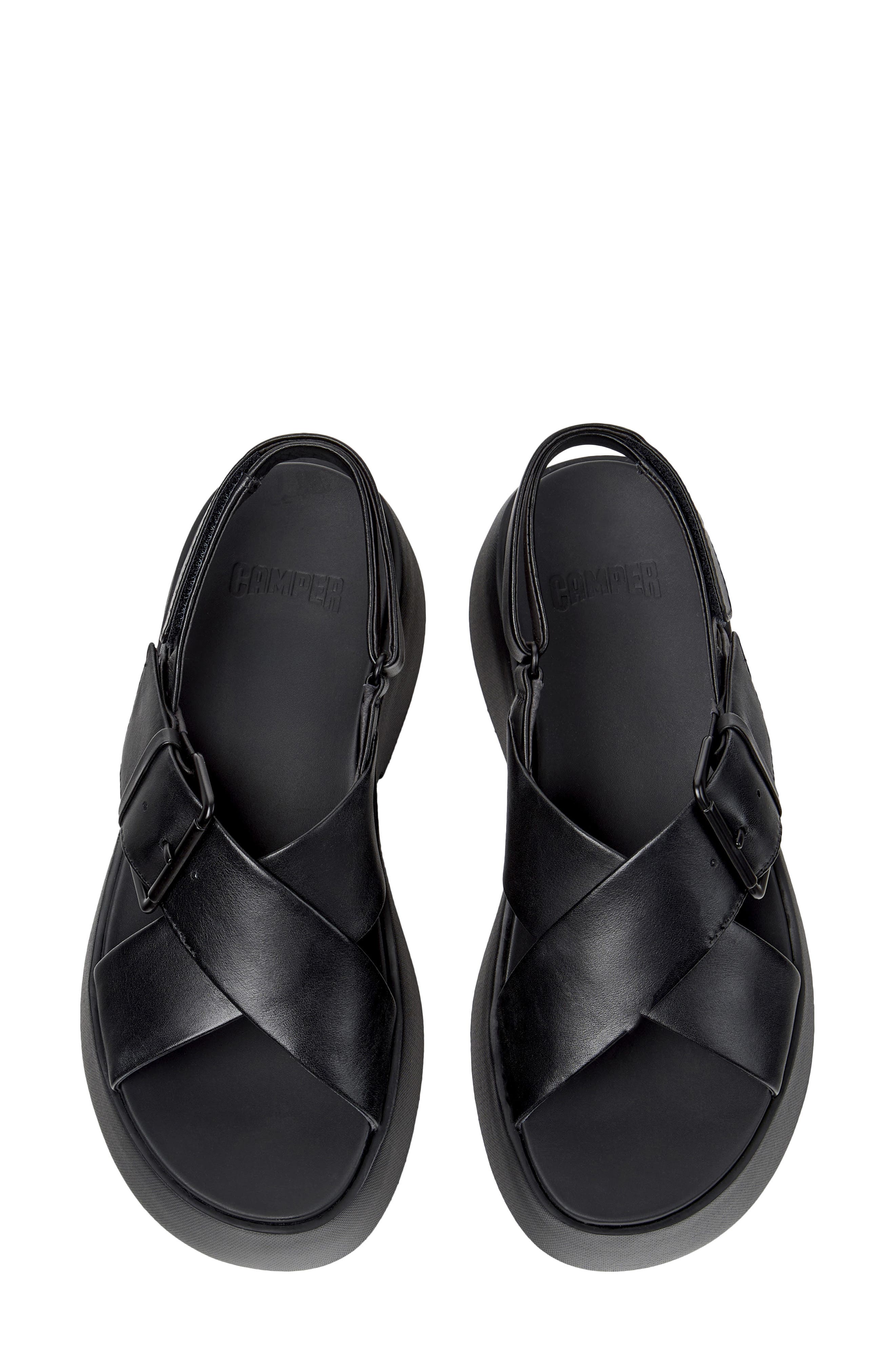 Camper Tasha X-Strap Platform Sandal, Alternate, color, Black
