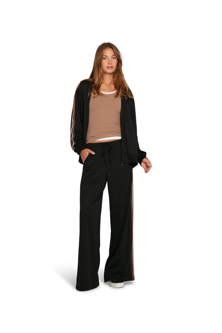 Beach Front Striped Wide Leg Pants, Main, color, Black