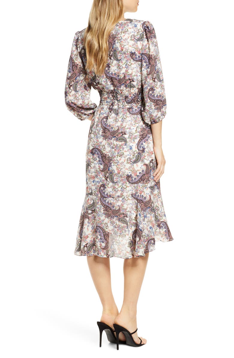 Maison Tara Floral Paisley Faux Wrap Dress, Alternate, color, 