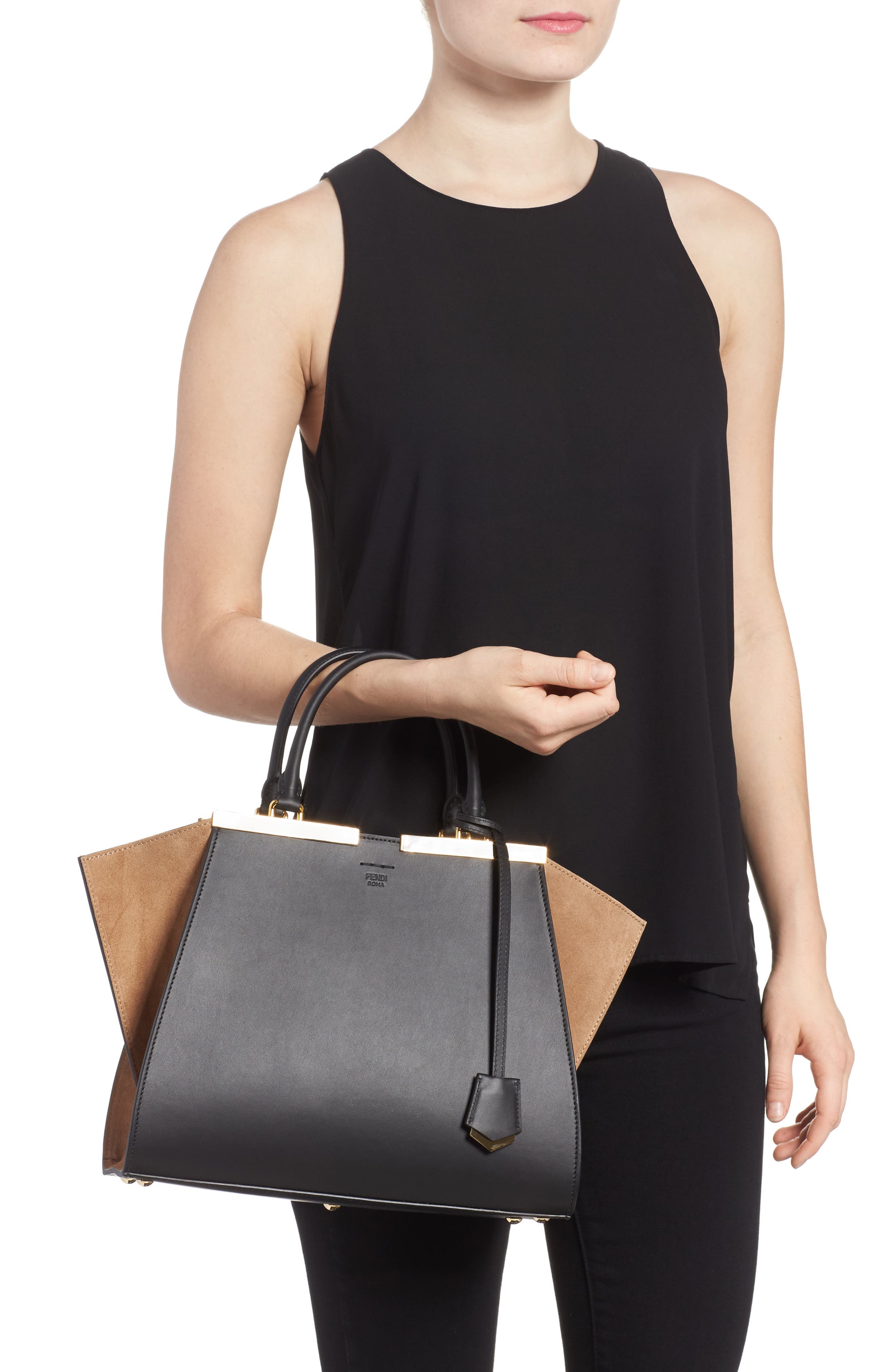 Fendi 3Jours Leather & Suede Shopper, Alternate, color, 