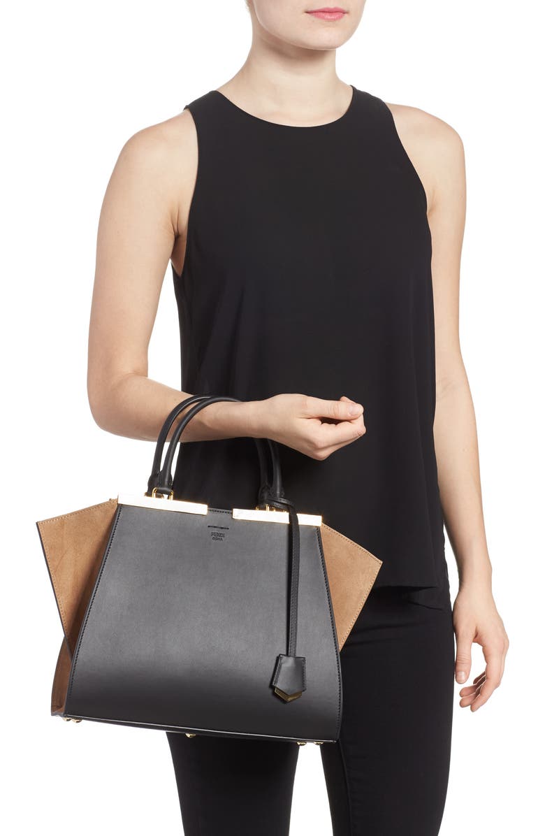 Fendi 3Jours Leather & Suede Shopper, Alternate, color,