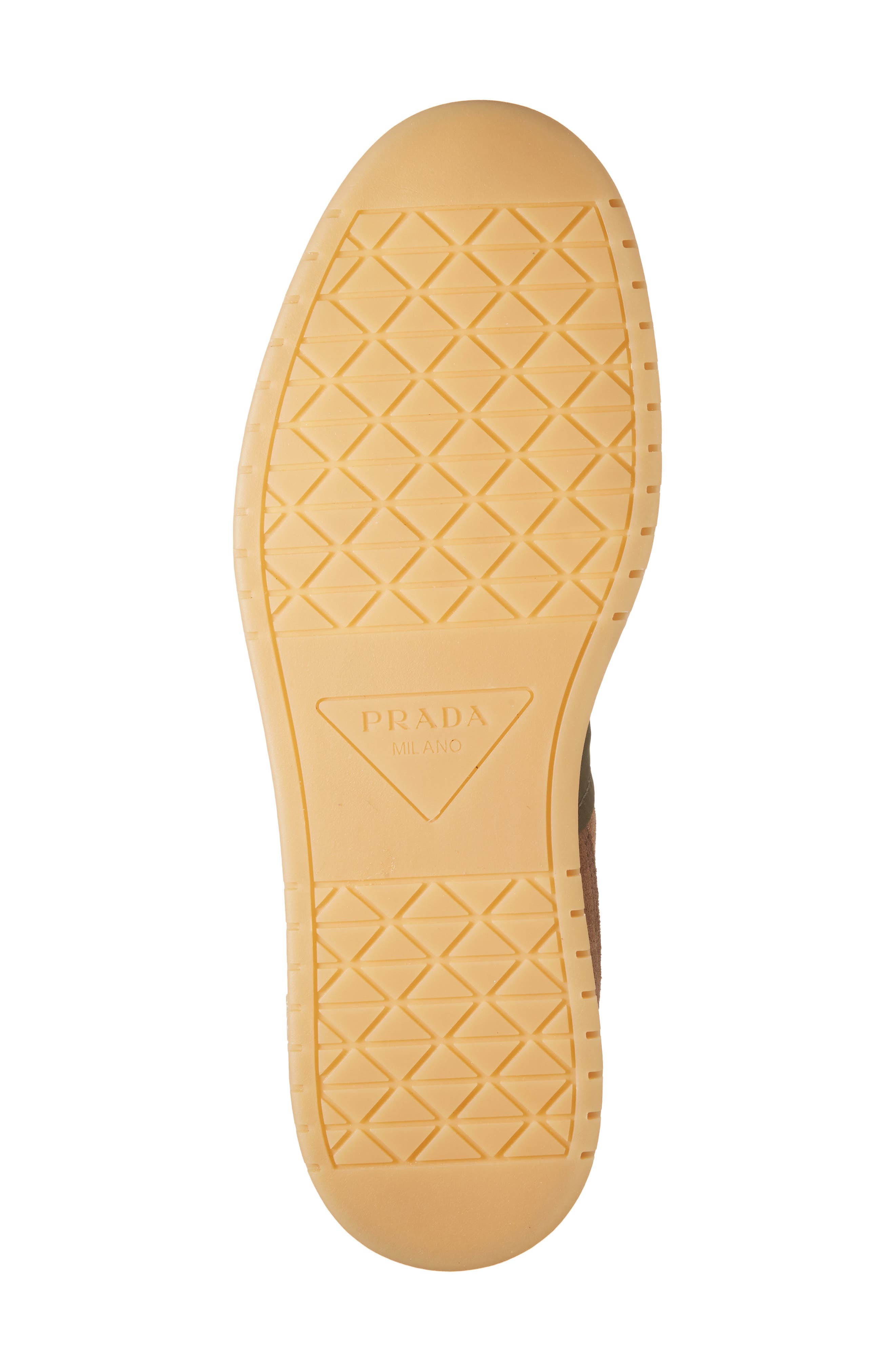 Prada Downtown Logo Low Top Sneaker, Alternate, color, Cocoa Brown/ Moss Green
