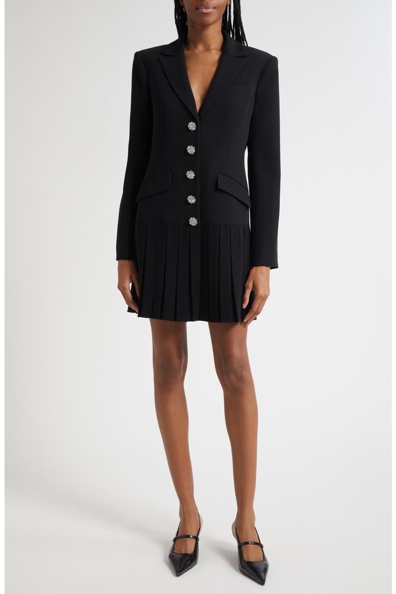 Saule Pleated Blazer Dress, Main, color, BLACK