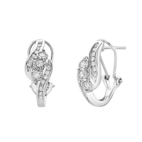 Peonelle Cluster Diamond Huggie Hoop Earrings in 14K Gold