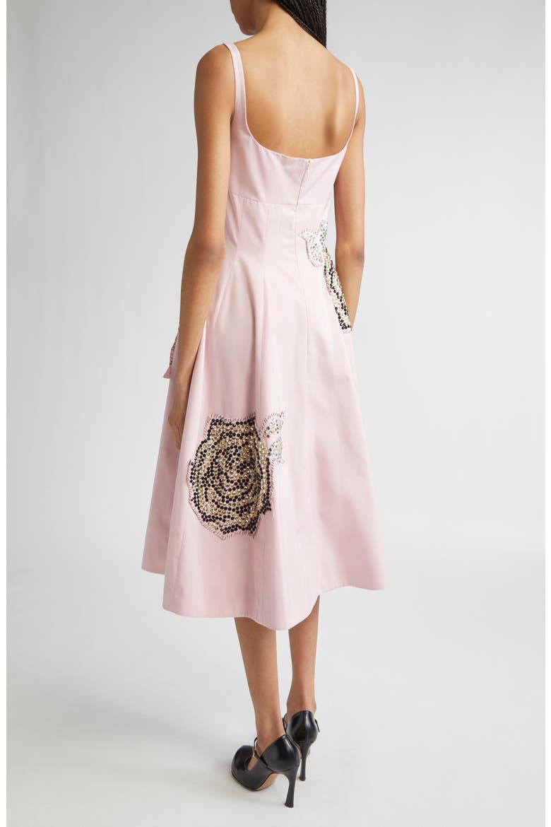 Embellished Balloon Fit & Flare Taffeta Midi Dress, Alternate, color, RIC17 AZALEA