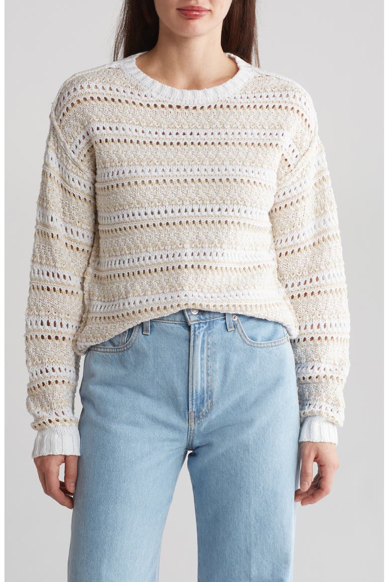 May Tonal Sweater, Main, color, BRIGHT WHITE/ ALMOND MILK