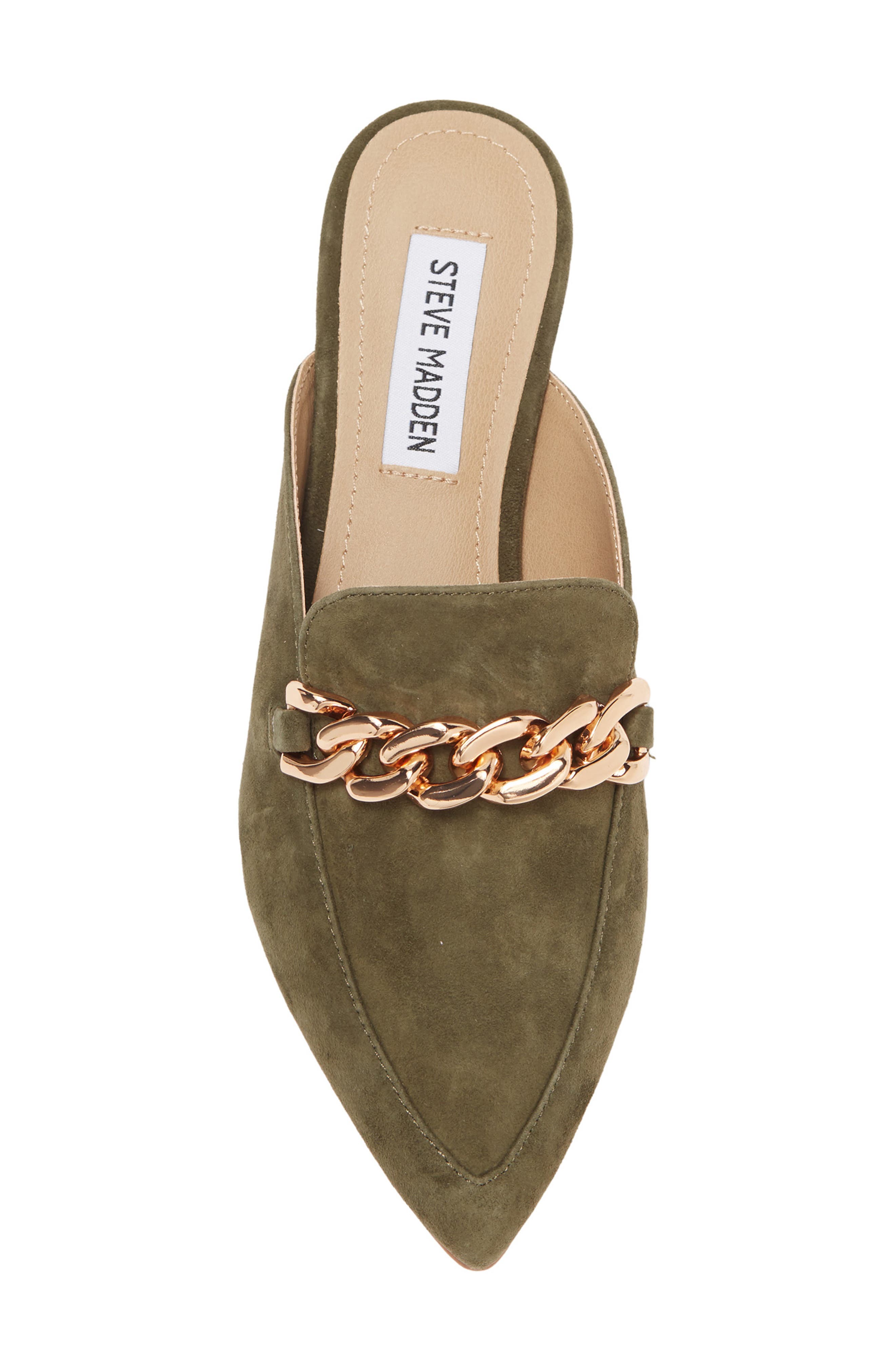 Pointy Toe Chain Mule, Alternate, color, GREEN SUEDE