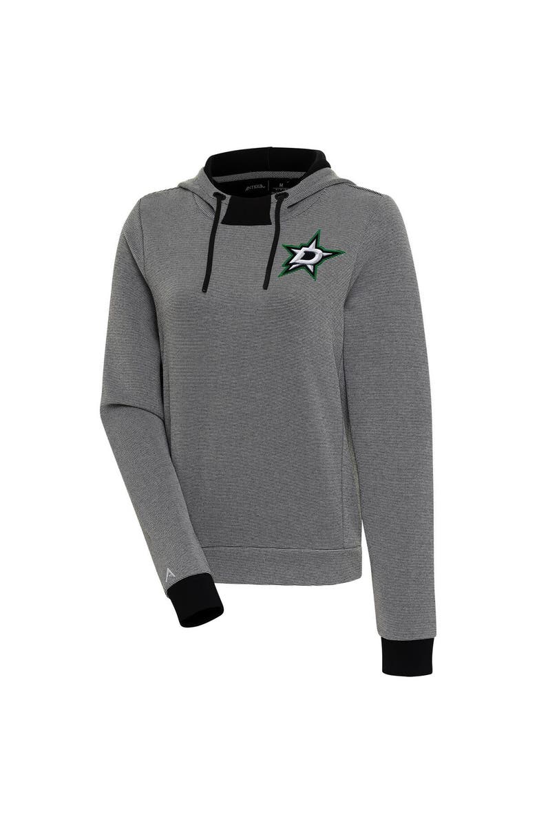 ANTIGUA Women's Antigua Black Dallas Stars Axe Bunker Tri-Blend Pullover Hoodie, Main, color,