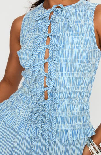 Songbird Shirred Stripe Cotton Blend Maxi Dress