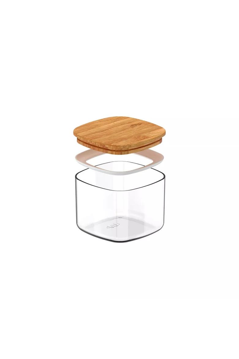 Clear Stackable Airtight Food Storage Container with Wood Lid, Alternate, color, Clear